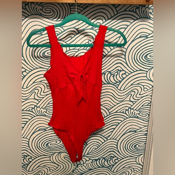 Small Red Ribbed Body Suit - Picture 2 of 6